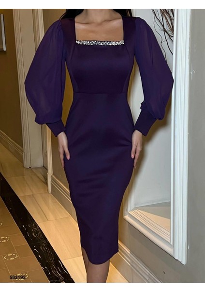 Skuba Kumaş Elbise Mor 583193 fiyatları