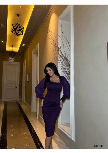 Skuba Kumaş Elbise Mor 583193 fırsatları