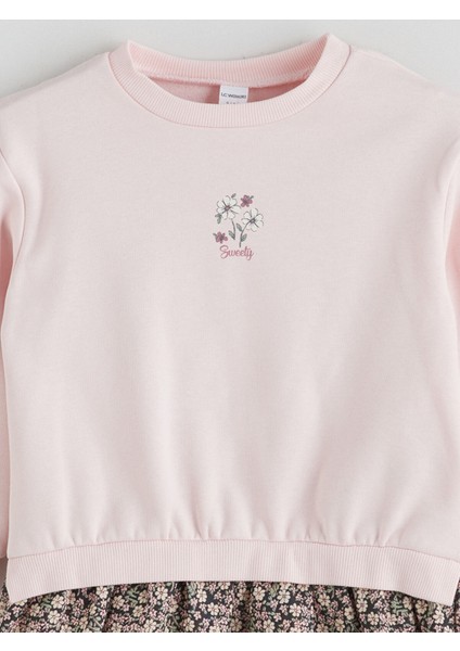 Yeni Sezon Bisiklet Yaka Çiçekli Kız Çocuk Sweatshirt fiyatları