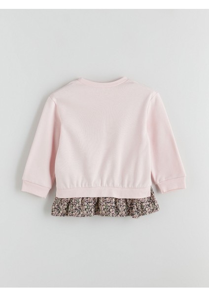 Yeni Sezon Bisiklet Yaka Çiçekli Kız Çocuk Sweatshirt modelleri