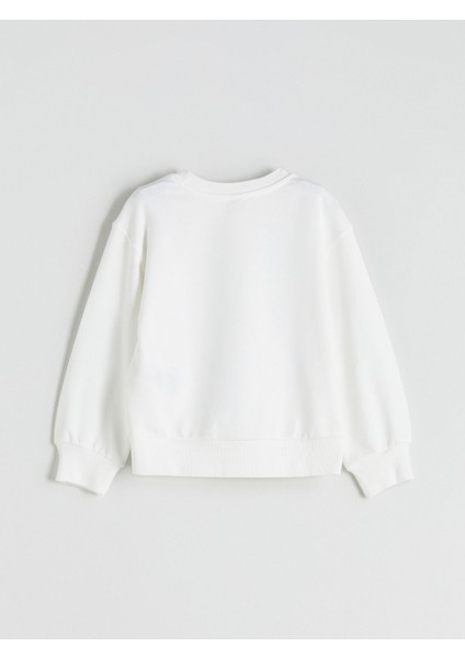 Yeni Sezon Bisiklet Yaka Baskılı Kız Çocuk Sweatshirt 2'li fırsatları