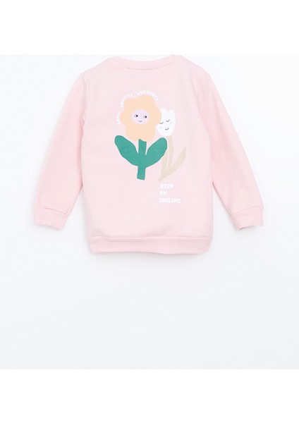 Yeni Sezon Bisiklet Yaka Baskılı Kız Çocuk Sweatshirt modelleri