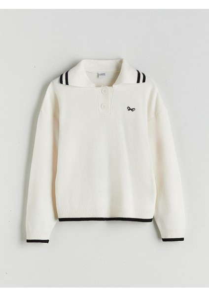 Yeni Sezon Polo Yaka Kız Çocuk Kazak