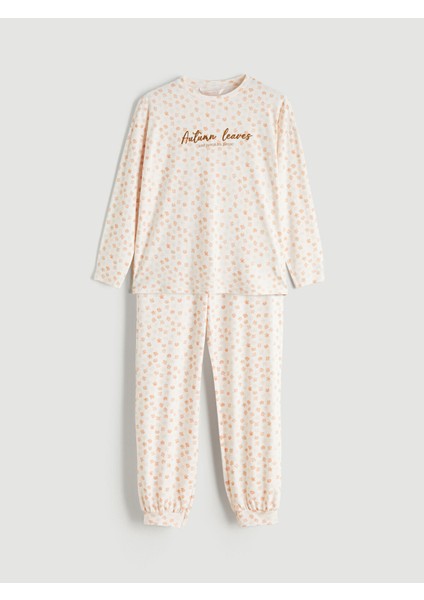 Yeni Sezon Bisiklet Yaka Çiçekli Kadın Pijama Takımı