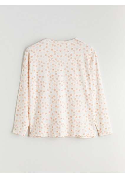 Yeni Sezon Bisiklet Yaka Çiçekli Kadın Pijama Takımı modelleri