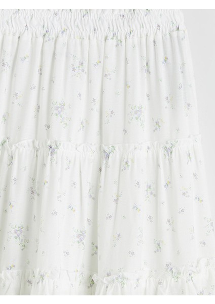 Yeni Sezon Beli Lastikli Çiçekli Kız Çocuk Etek modelleri