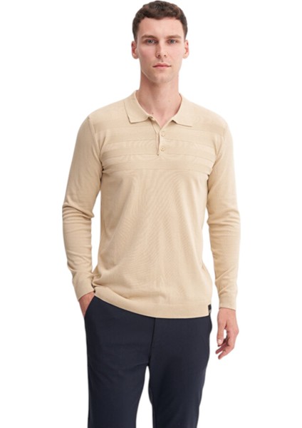 Kazak Slim Fit Viskon Karışımlı Basic Polo Yaka Kazak