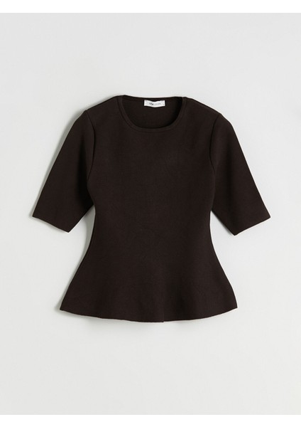 Yeni Sezon Bisiklet Yaka Peplum Kadın Triko Kazak indirimleri