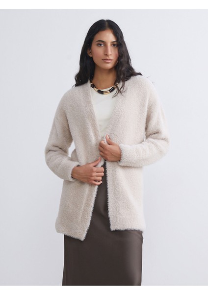 Yeni Sezon Şal Yaka Kadın Pelüş Triko Hırka