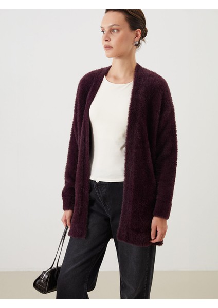 Yeni Sezon Şal Yaka Kadın Pelüş Triko Hırka