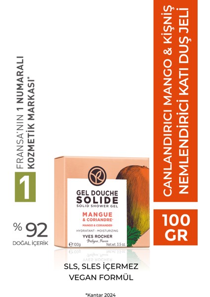 Katı Duş Jeli - Nemlendirici Canlandırıcı Mango Kişniş-SLS,SLES İçermez,Vegan-100gr