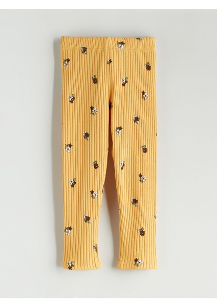 Yeni Sezon Beli Lastikli Çiçekli Kız Çocuk Tayt