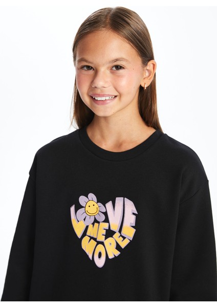 Yeni Sezon Bisiklet Yaka Baskılı Kız Çocuk Sweatshirt fiyatları