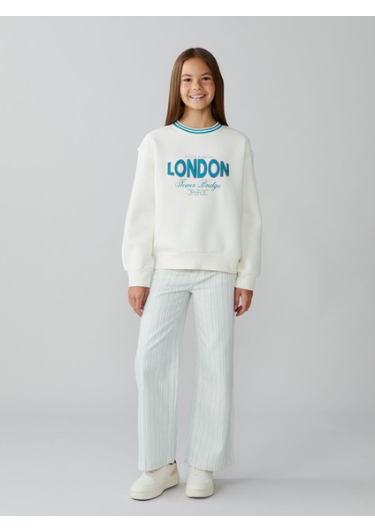 Yeni Sezon Bisiklet Yaka London Baskılı Kız Çocuk Sweatshirt fiyatları