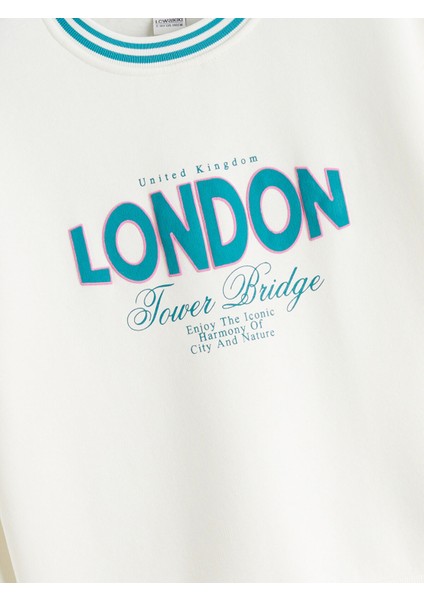 Yeni Sezon Bisiklet Yaka London Baskılı Kız Çocuk Sweatshirt fırsatları