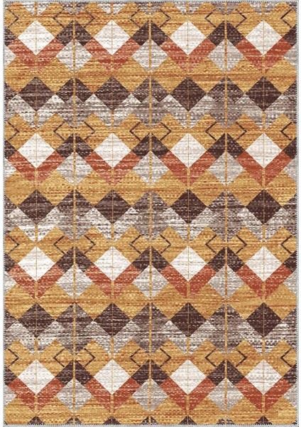 Affori Geometrik Multi Polyester ve Pamuklu Yıkanabilir Kaydırmaz Taban Dijital Baskı Halı