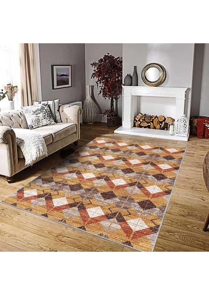 Affori Geometrik Multi Polyester ve Pamuklu Yıkanabilir Kaydırmaz Taban Dijital Baskı Halı fiyatları