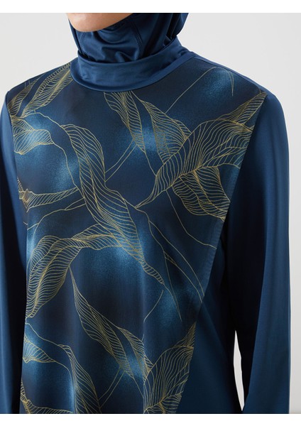 Yeni Sezon Dik Yaka Desenli Kadın Tesettür Mayo Takımı modelleri