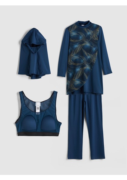 Yeni Sezon Dik Yaka Desenli Kadın Tesettür Mayo Takımı indirimleri