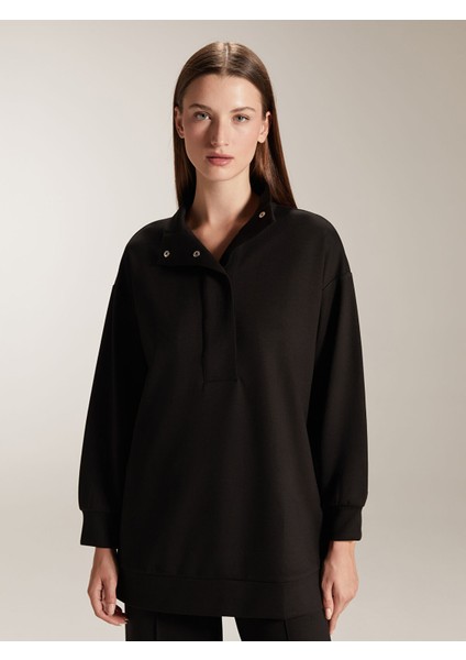 Yeni Sezon Dik Yaka Oversize Kadın Sweatshirt Tunik