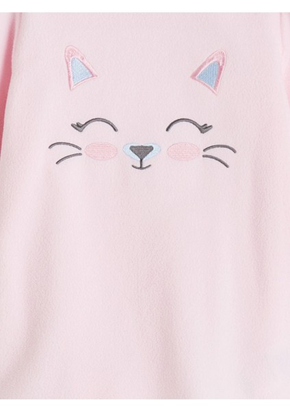 Yeni Sezon Kedi Işlemeli Kız Çocuk Pijama Üst modelleri