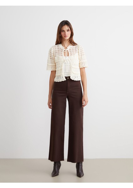 Yeni Sezon Bağlamalı Yaka Ajurlu Kadın Triko Hırka fiyatları