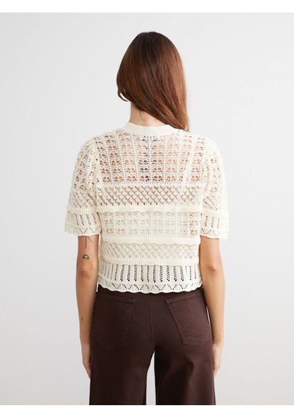 Yeni Sezon Bağlamalı Yaka Ajurlu Kadın Triko Hırka indirimleri