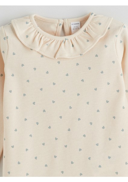 Yeni Sezon Bebe Yaka Kalp Baskılı Kız Çocuk Bluz fiyatları