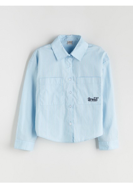 Yeni Sezon Uzun Kollu Çizgili Kız Çocuk Gömlek fırsatları