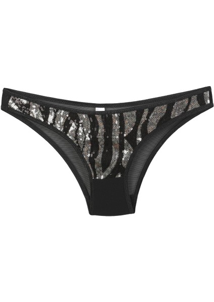 Kadın Siyah Zebra Desenli Payetli 2'li Slip fiyatları