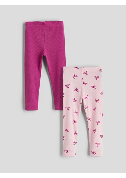Yeni Sezon Baskılı Kız Çocuk Tayt 2'li