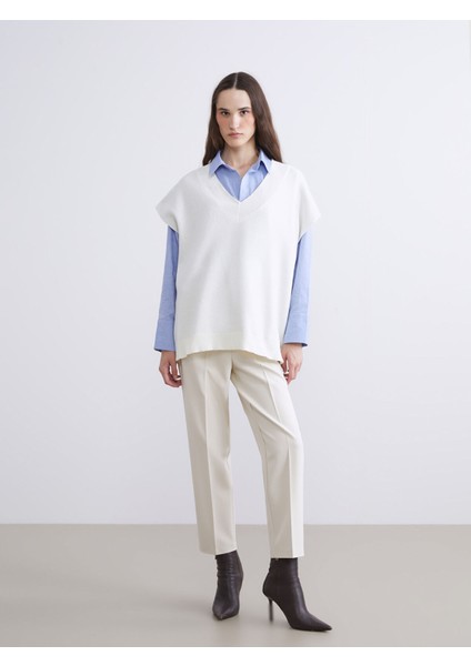 Yeni Sezon V Yaka Oversize Kadın Triko Süveter fiyatları