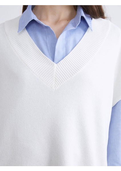 Yeni Sezon V Yaka Oversize Kadın Triko Süveter modelleri