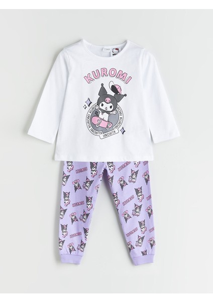 Yeni Sezon Bisiklet Yaka Kuromi Baskılı Kız Çocuk Pijama Takımı modelleri