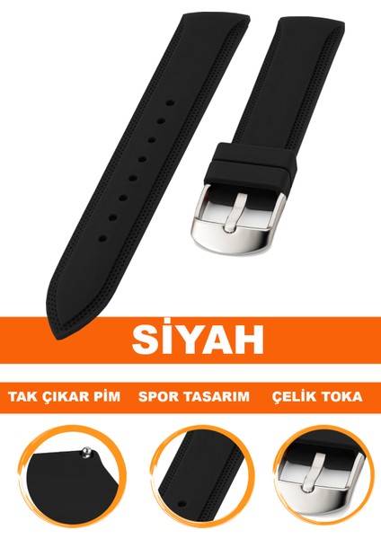 18MM-20MM-22MM-24MM Fossil-Welder-Casio-Seiko-Omega-Armani Saat Uyumlu Silikon Saat Kordonu Kayışı S01A18-17