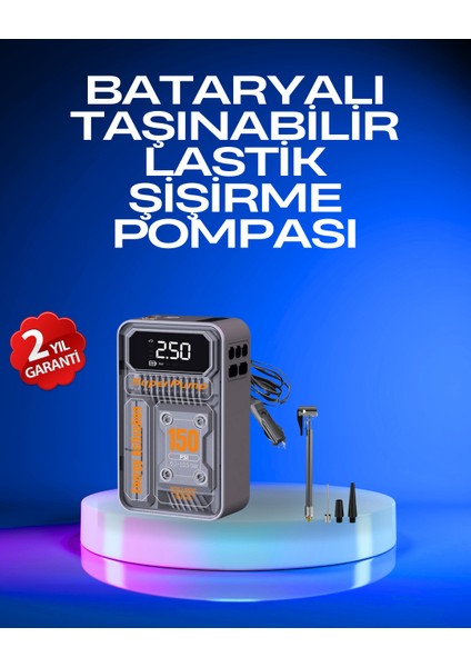 6000MAH Bataryalı LED Ekranlı Akıllı Hava Kompresörü