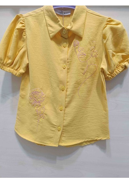 Kız Çocuk Nakışlı Sarı Gömlek fiyatları