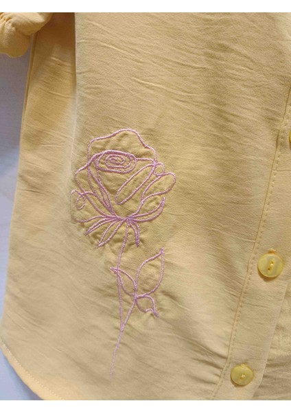 Kız Çocuk Nakışlı Sarı Gömlek modelleri