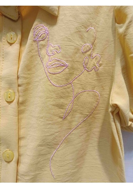 Kız Çocuk Nakışlı Sarı Gömlek fırsatları