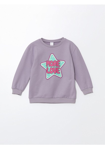 Yeni Sezon Bisiklet Yaka Uzun Kollu Baskılı Kız Bebek Sweatshirt modelleri
