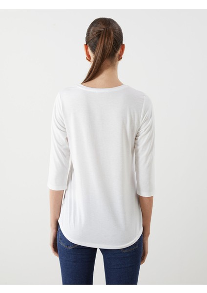 Yeni Sezon Bisiklet Yaka Baskılı Kadın Tişört fırsatları