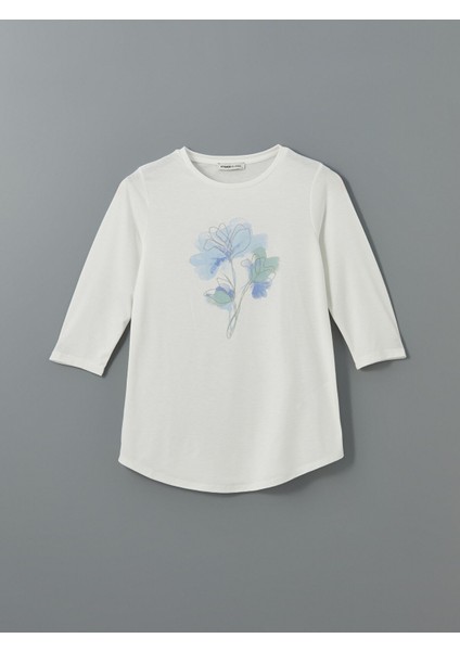 Yeni Sezon Bisiklet Yaka Baskılı Kadın Tişört indirimleri