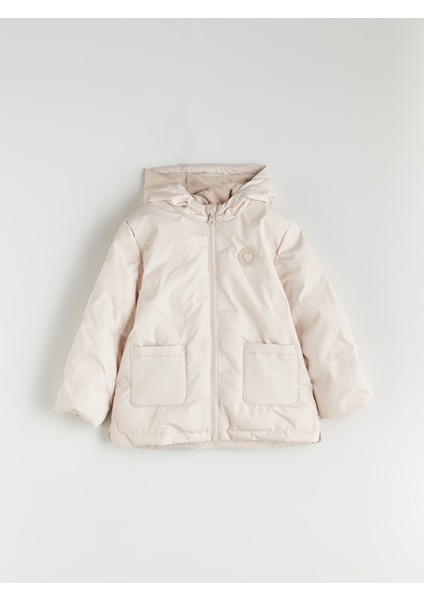 Yeni Sezon Kapüşonlu Kapitone Desenli Kız Çocuk Mont