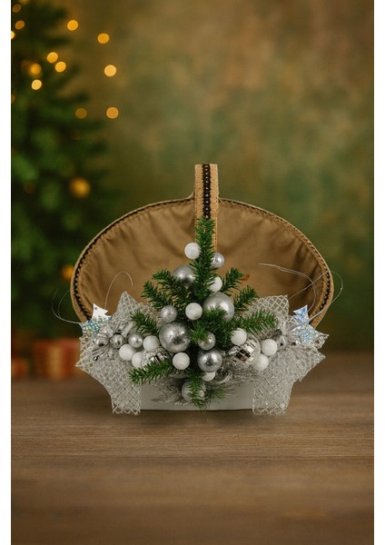 Lüks Büyük Yılbaşı Çam Süslü Sepet Noel Sepeti Yılbaşı Sepeti Hediye Sepeti 45 cm fırsatları