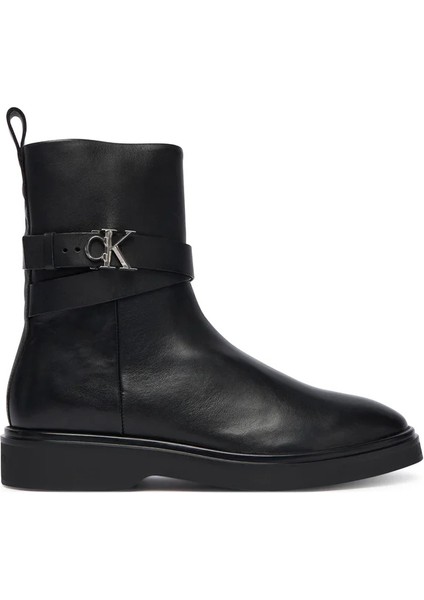 Metal Logolu Bilek Boy Kadın Siyah Bot HW0HW02663-BEH