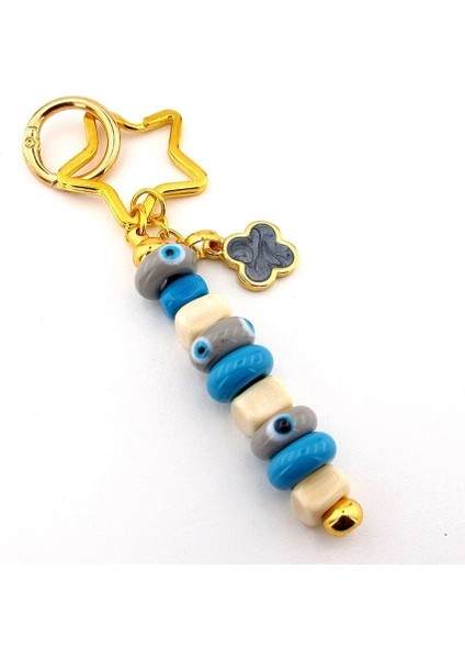 Orjinal Murano Cam Nazar Boncuklu Yıldız Çanta Süsü Charm Anahtarlık KY048 fiyatları