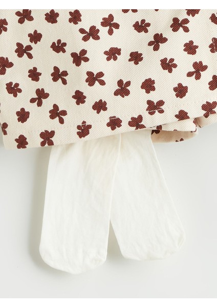 Yeni Sezon Çiçekli Kız Çocuk Şort Etek ve Külotlu Çorap 2'li modelleri