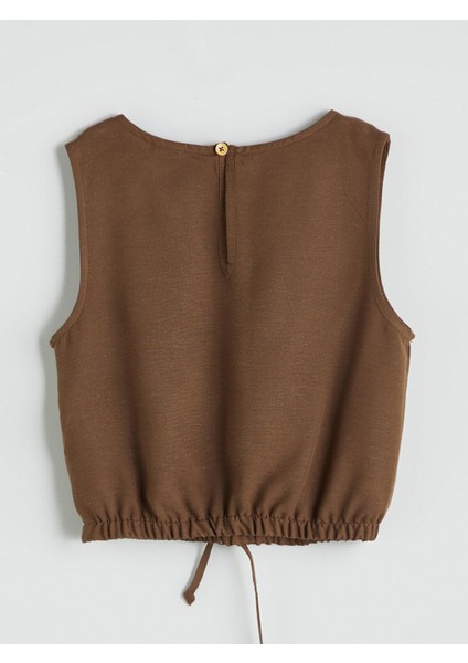 Yeni Sezon Bisiklet Yaka Keten Karışımlı Kız Çocuk Bluz modelleri