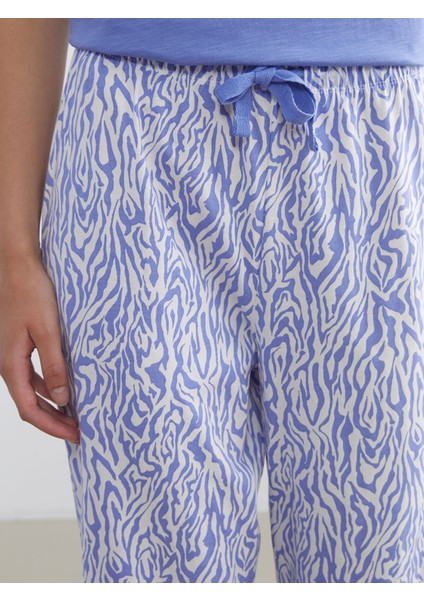 Yeni Sezon Beli Lastikli Desenli Kadın Kapri Pijama Altı modelleri