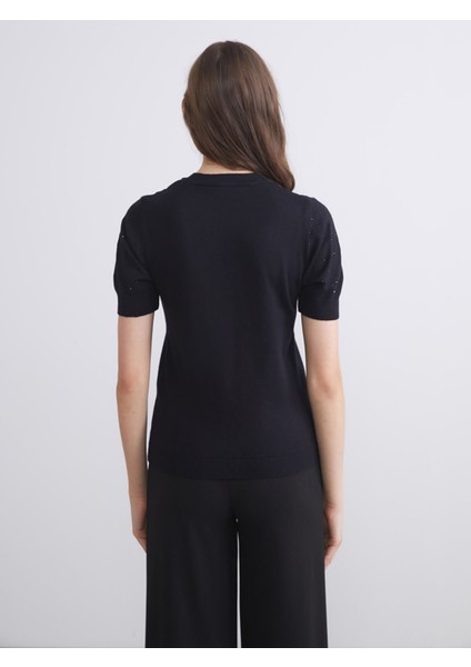 Yeni Sezon Bisiklet Yaka Taşlı Kadın Triko Kazak fırsatları